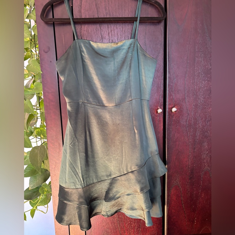 Lulu's Forest Green Satin Dress